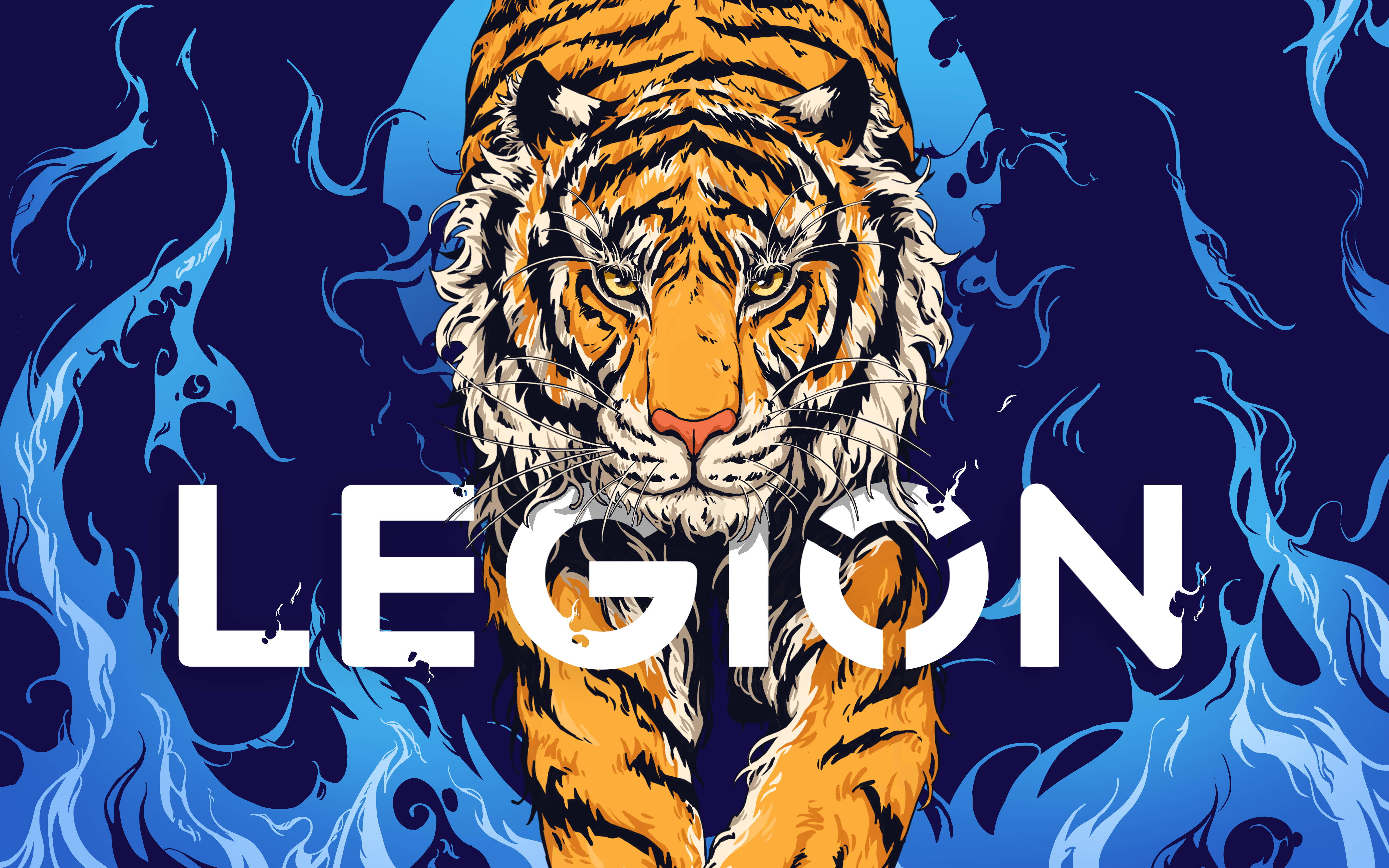 Lenovo Legion Gaming Laptop med Tiger Bakgrunner