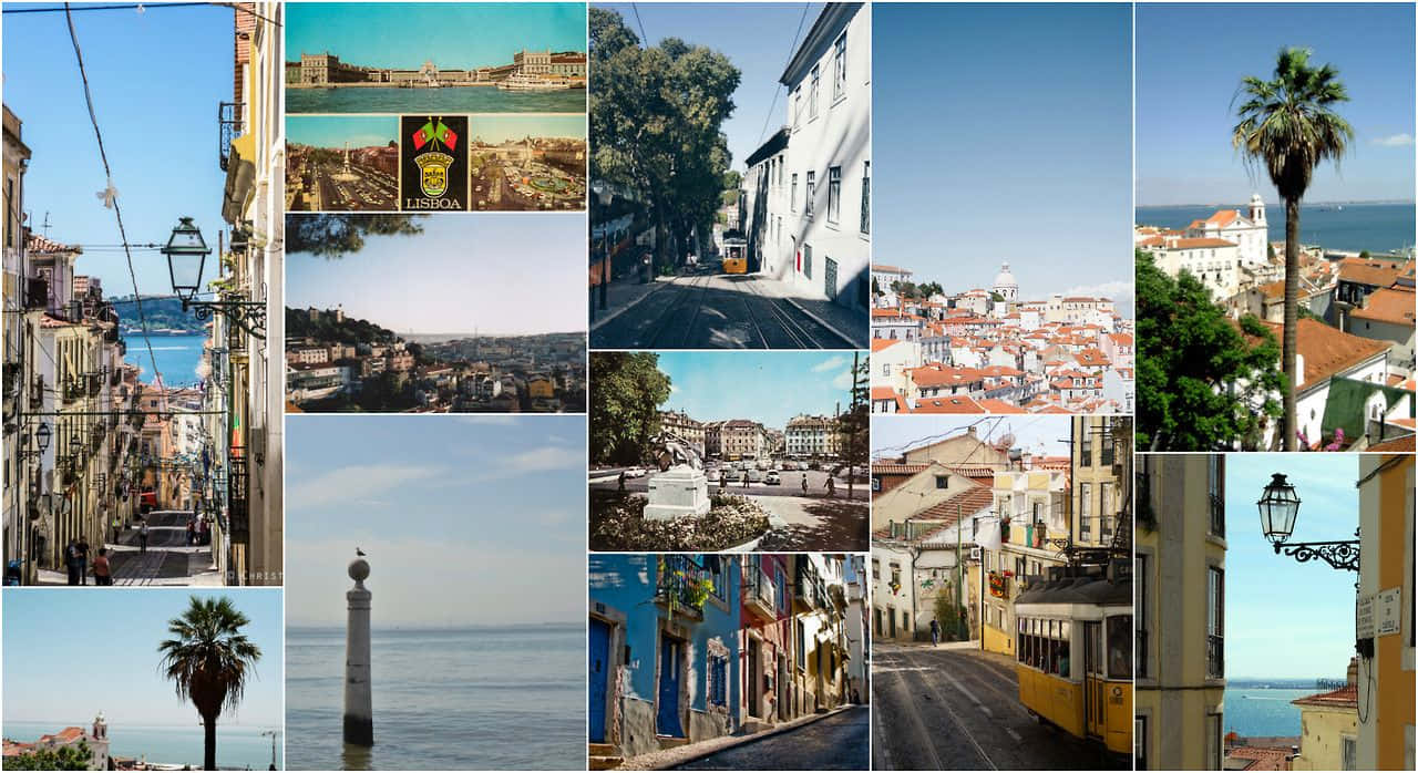 Levende estetisk collage med en blanding av retro og moderne elementer Bakgrunner