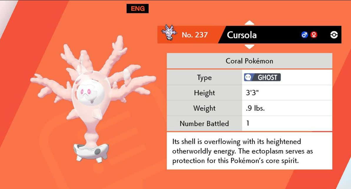 Levende illustrasjon av spøkelses-Pokémonen Cursola Bakgrunner