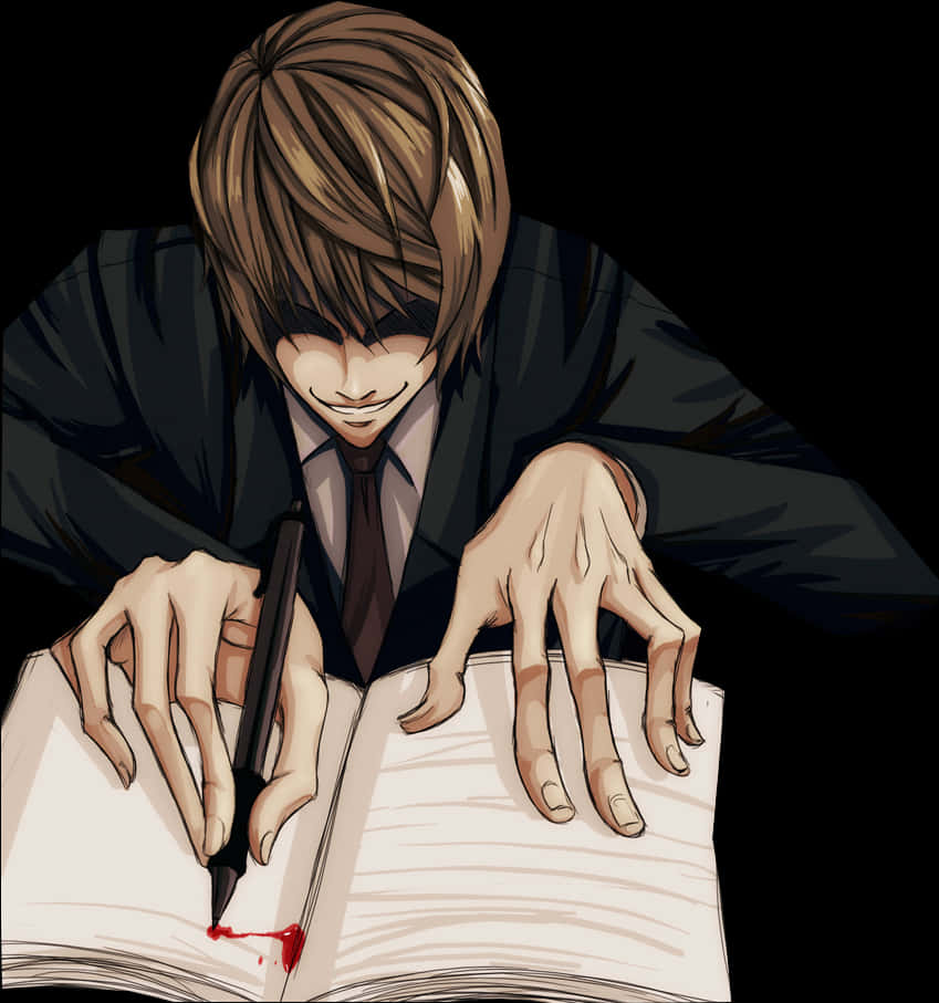 Light Yagami skriver i Death Note Bakgrunner