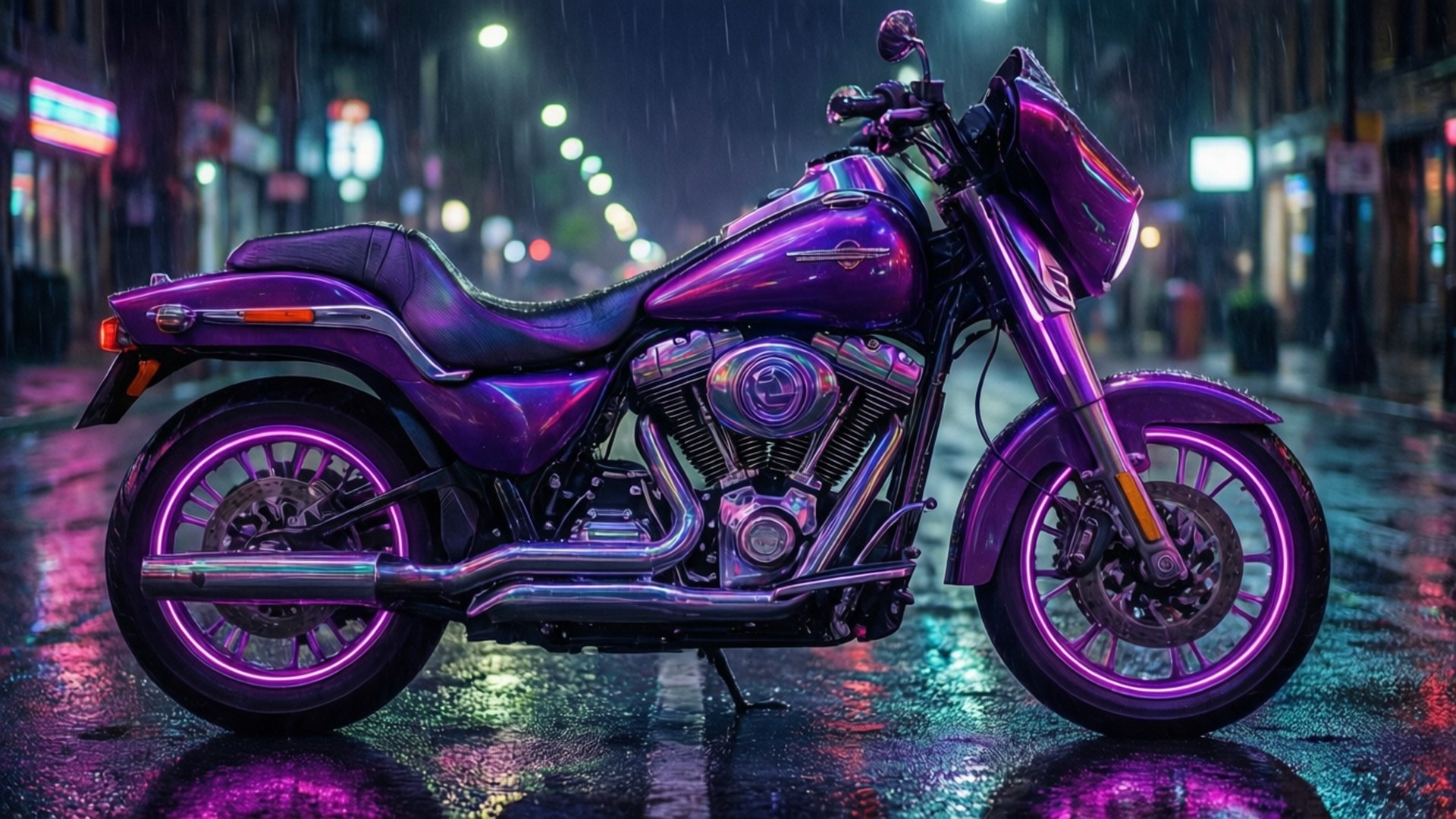Lilla neonlys motorsykkel Bakgrunner
