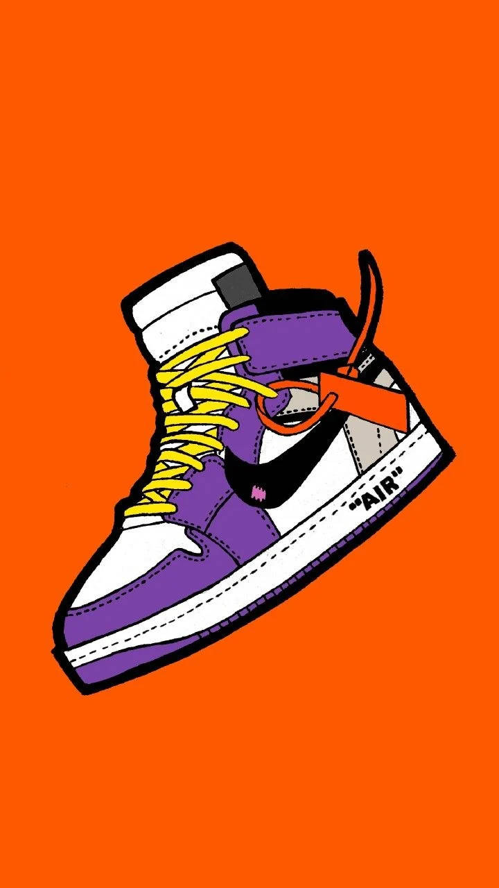 Lilla og oransje tegneserie Nike-sko Bakgrunner