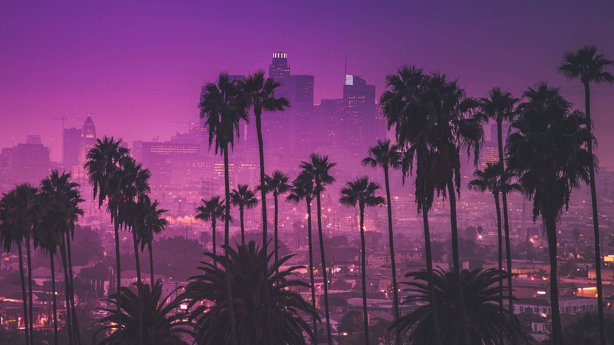 Lilla solnedgang over Los Angeles Bakgrunner
