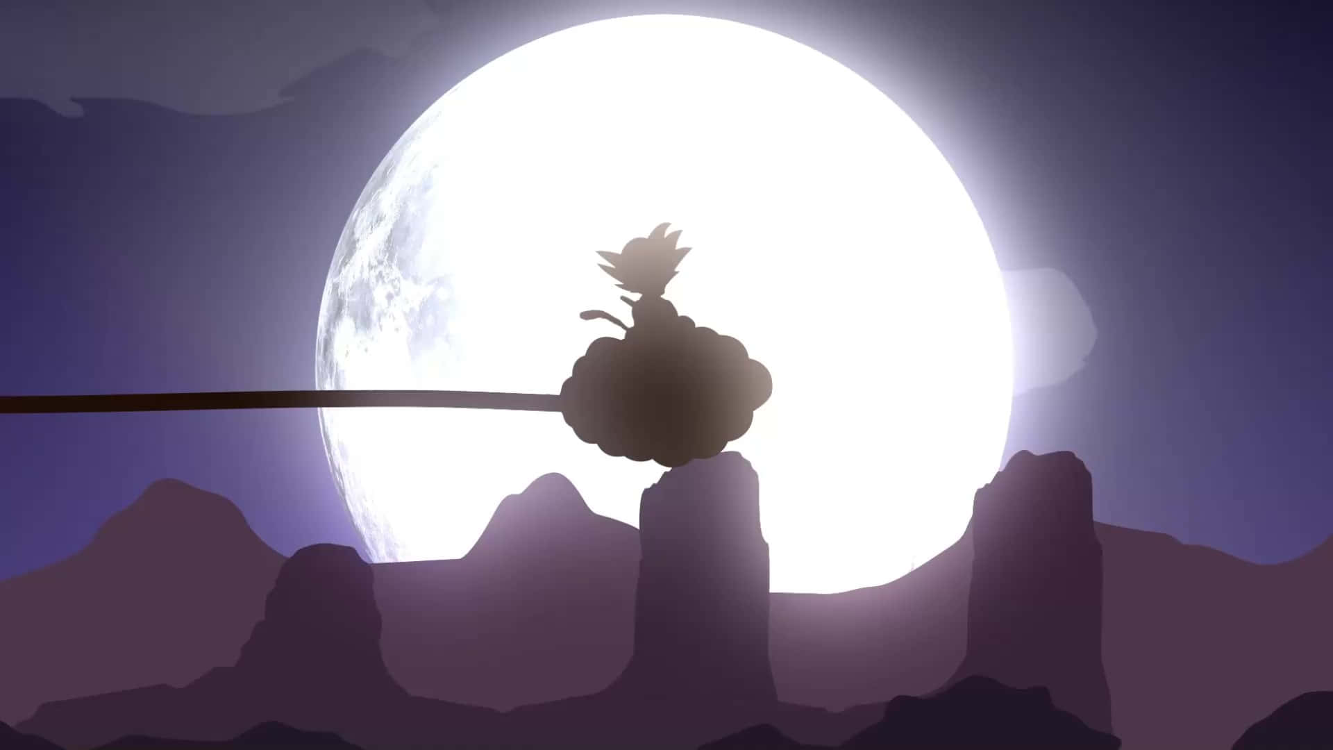 Lille Goku på sky ved månen silhuett Bakgrunner