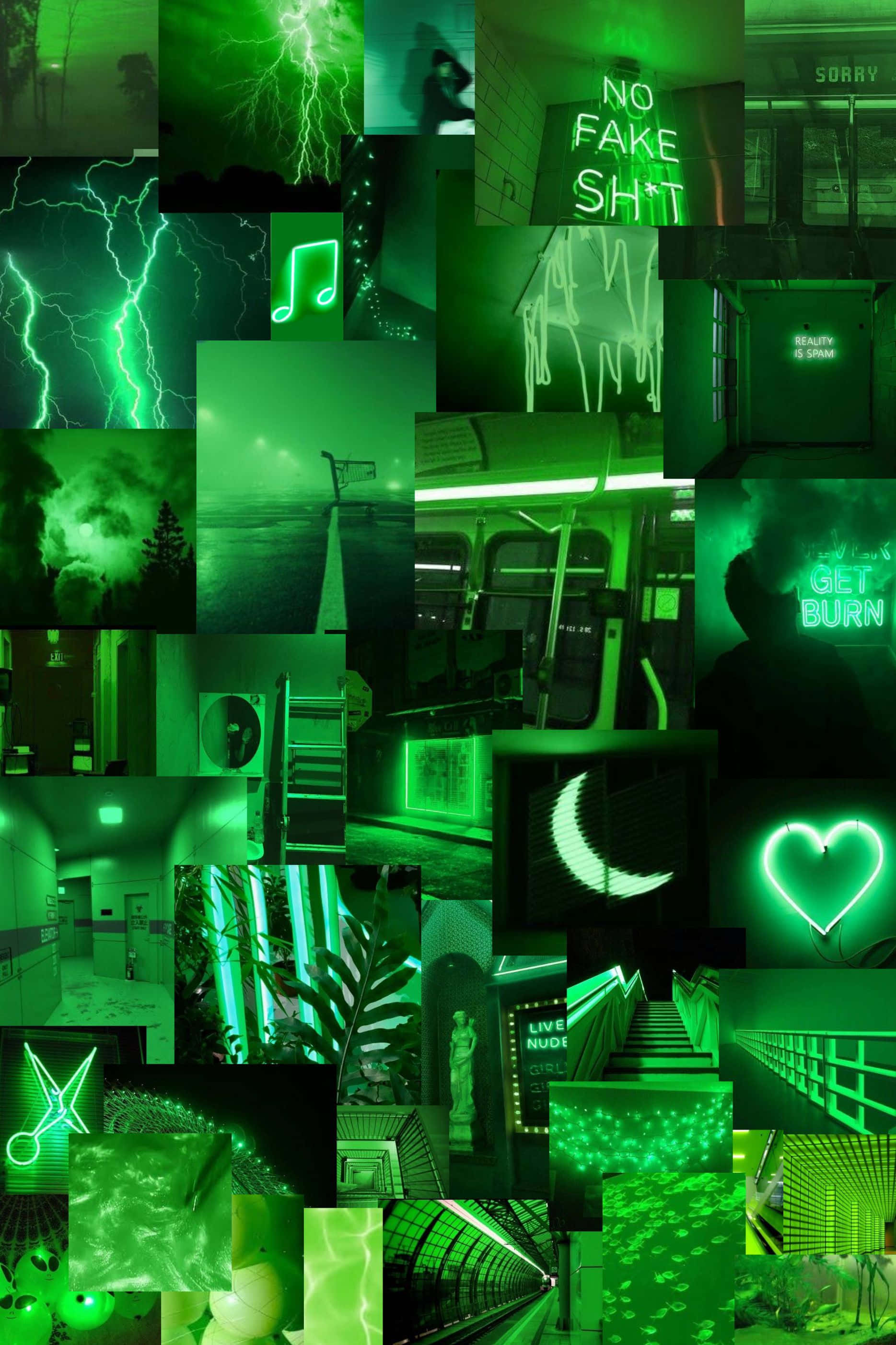 Limegrønn estetisk collage Tumblr Bakgrunner