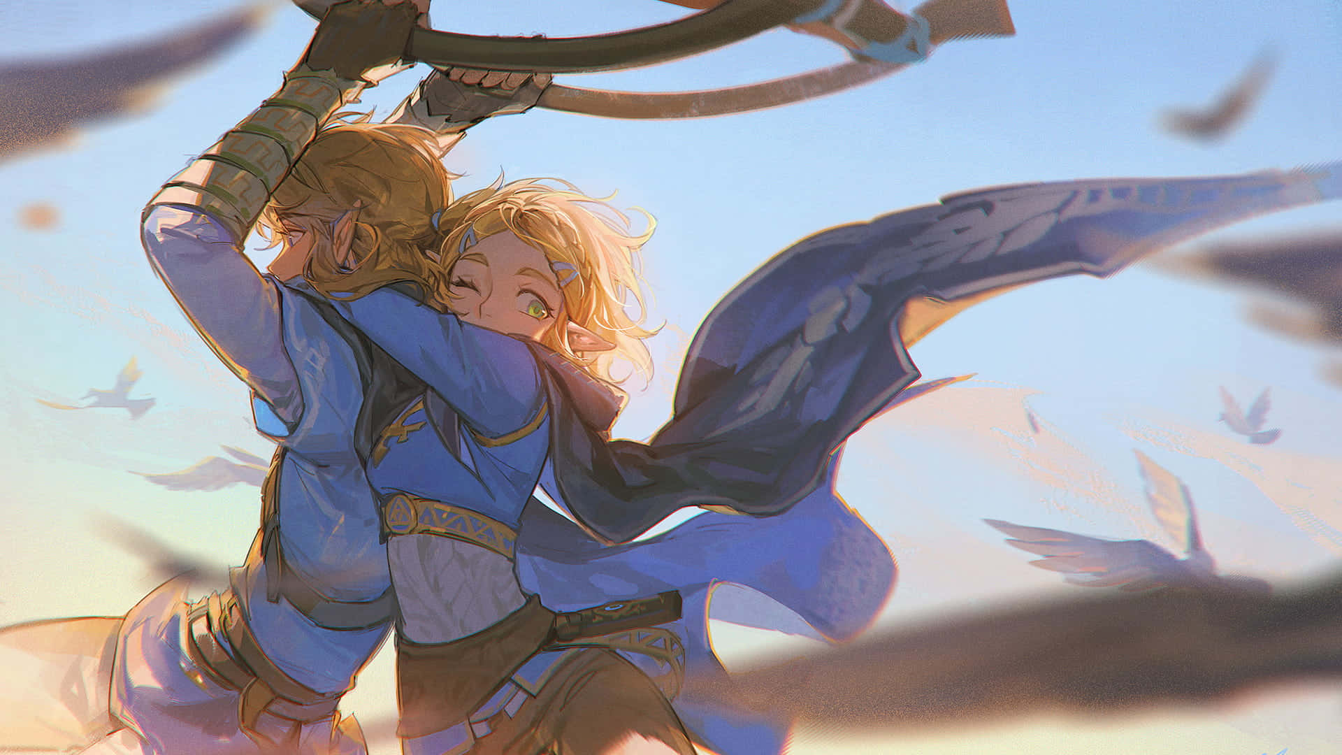 Link kjemper mot en Octorok i The Legend of Zelda Bakgrunner