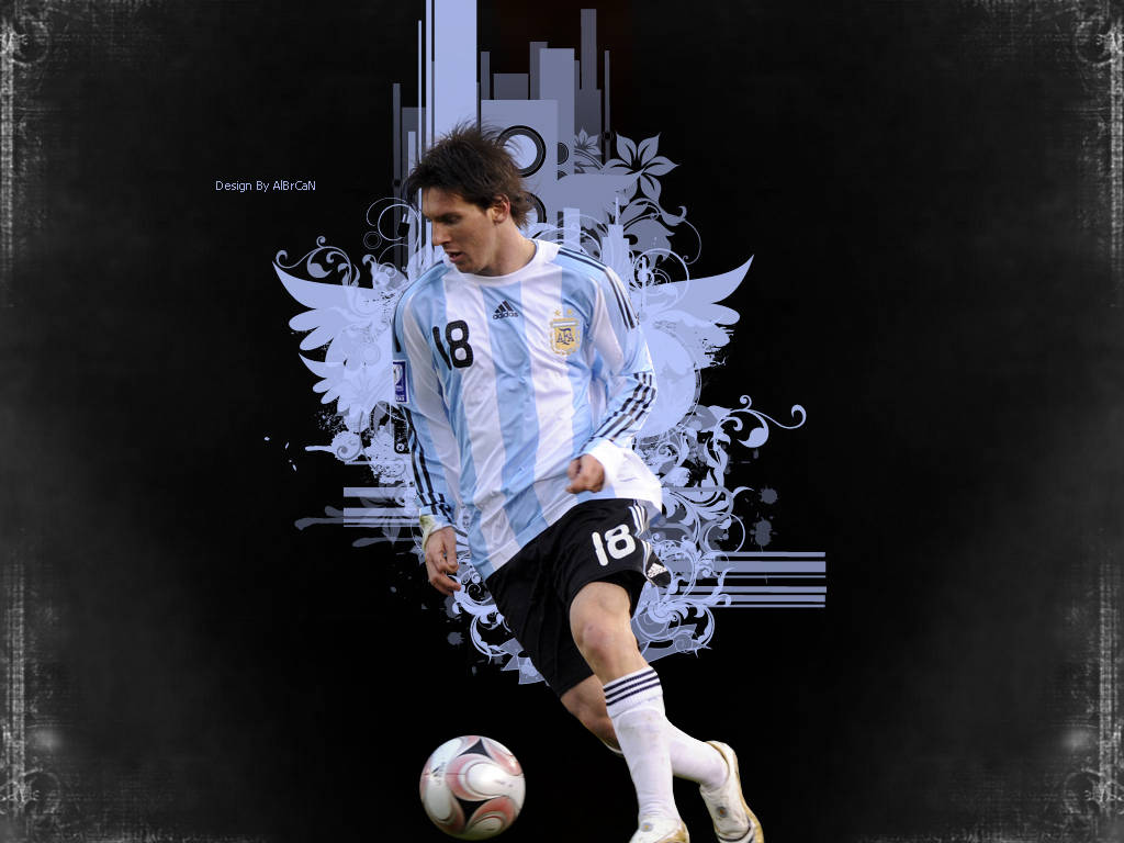Fan kunstbakgrunn av AFA's Messi på moderne filigranmønster
