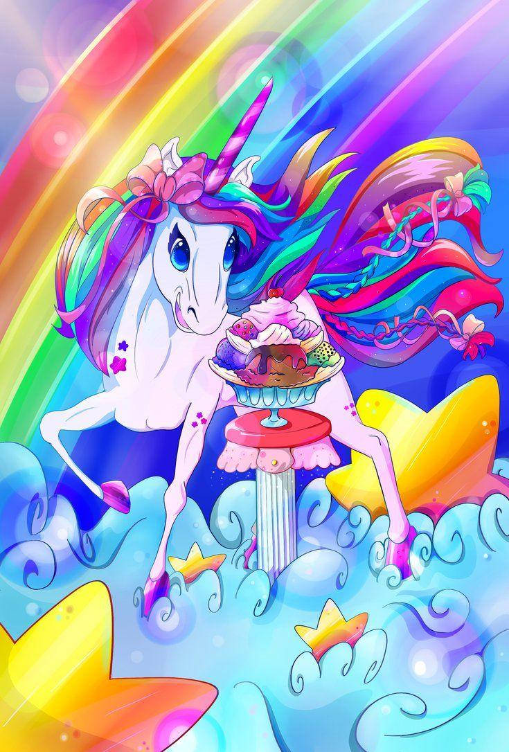 Lisa Frank Enhjørning Med Iskrem Bakgrunner