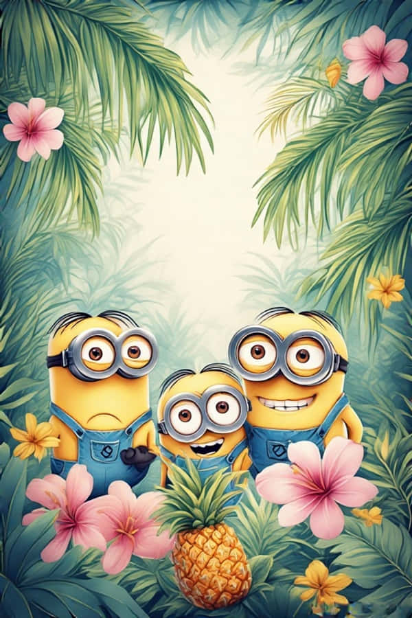 Livlig 4K Minions Tropisk Jungel Bakgrunner