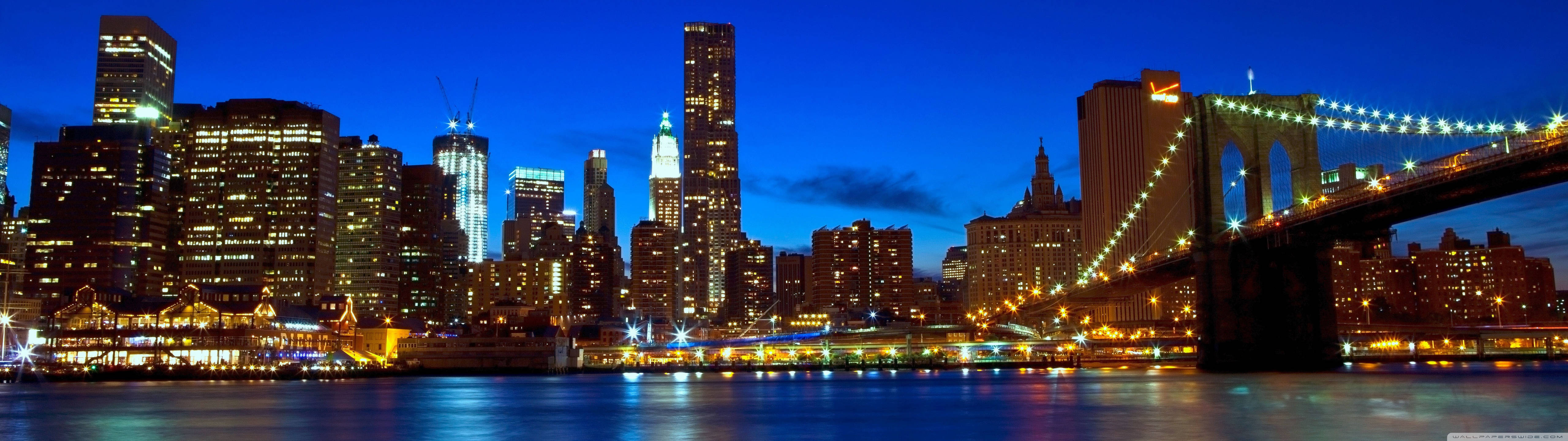 Livlig Manhattan bybilde under solnedgang Bakgrunner