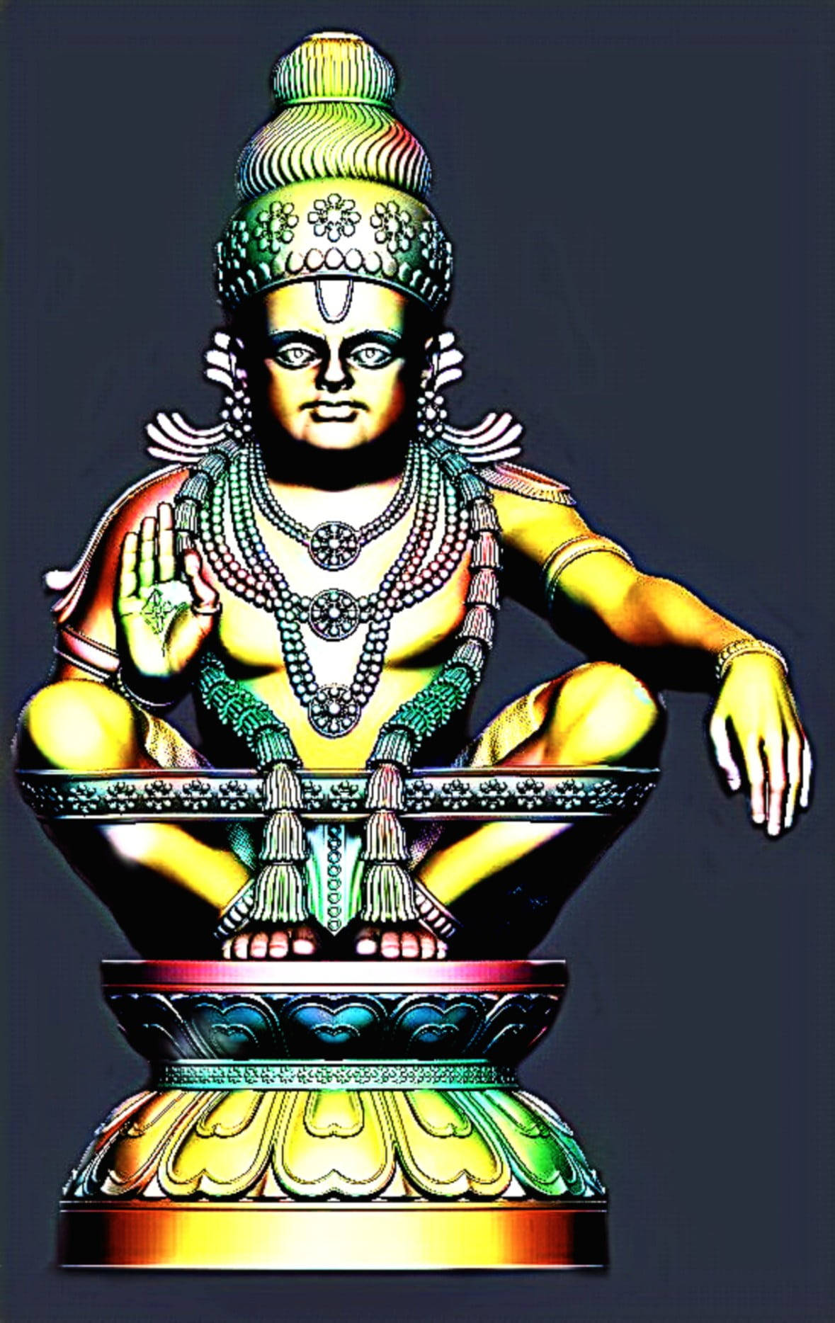 Lord Ayyappa på grå bakgrunn Bakgrunner