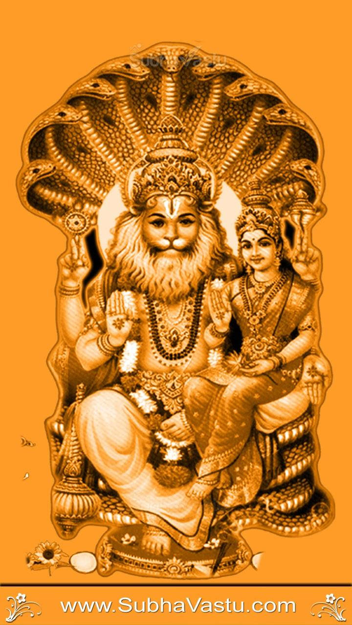 Lord Narasimha oransje estetikk Bakgrunner