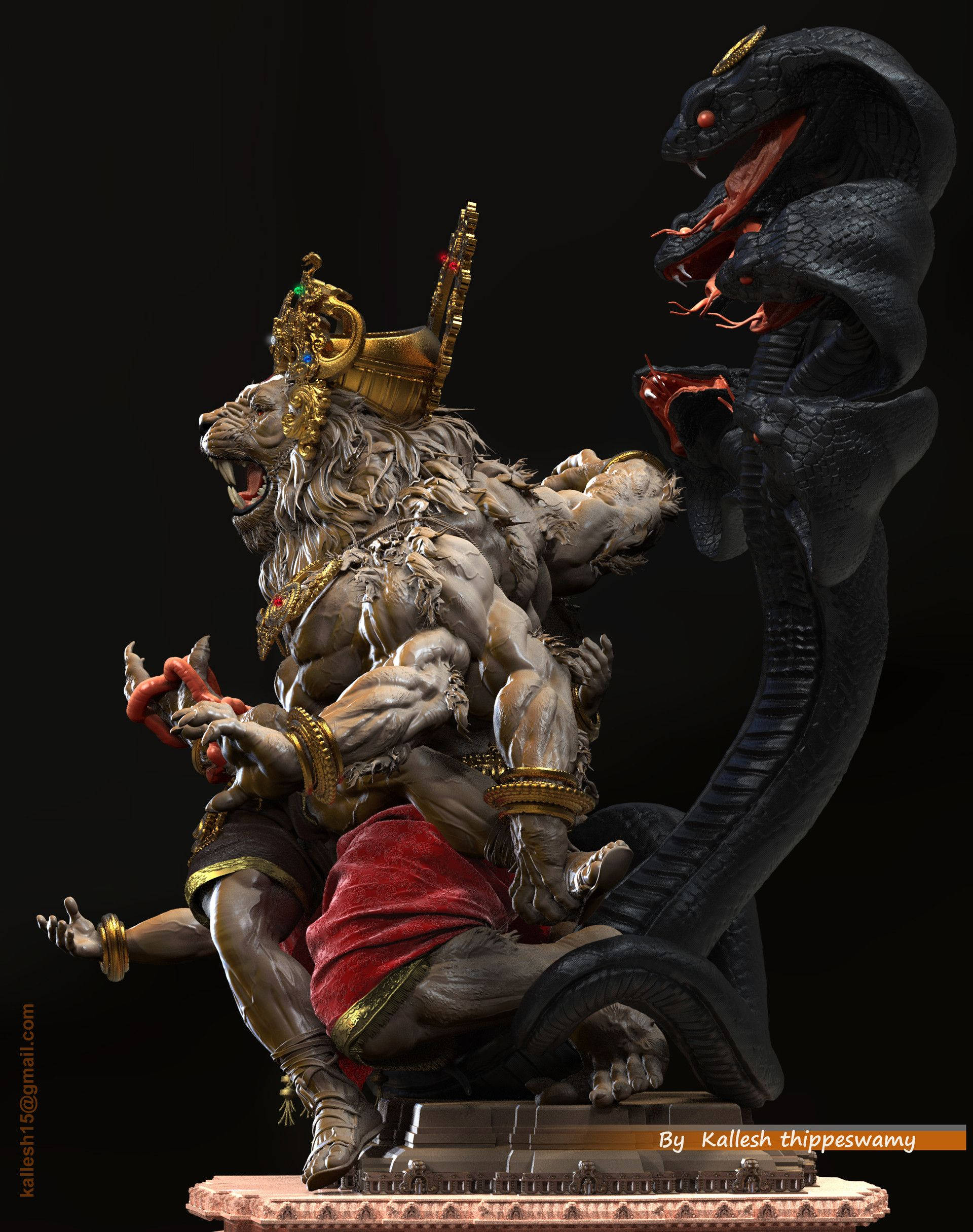 Lord Narasimha-statue Bakgrunner