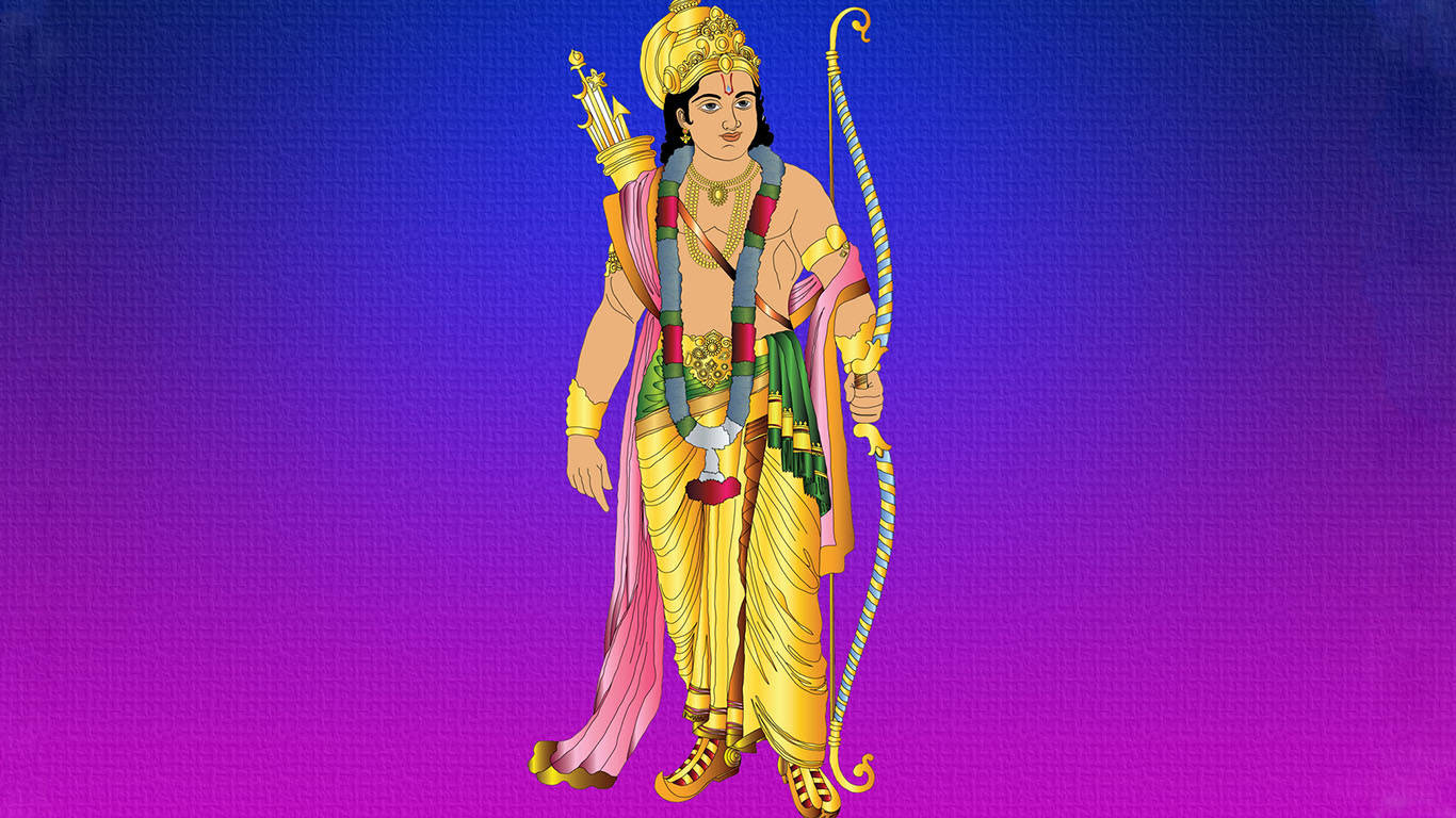 Lord Rama blå lilla bakgrunn