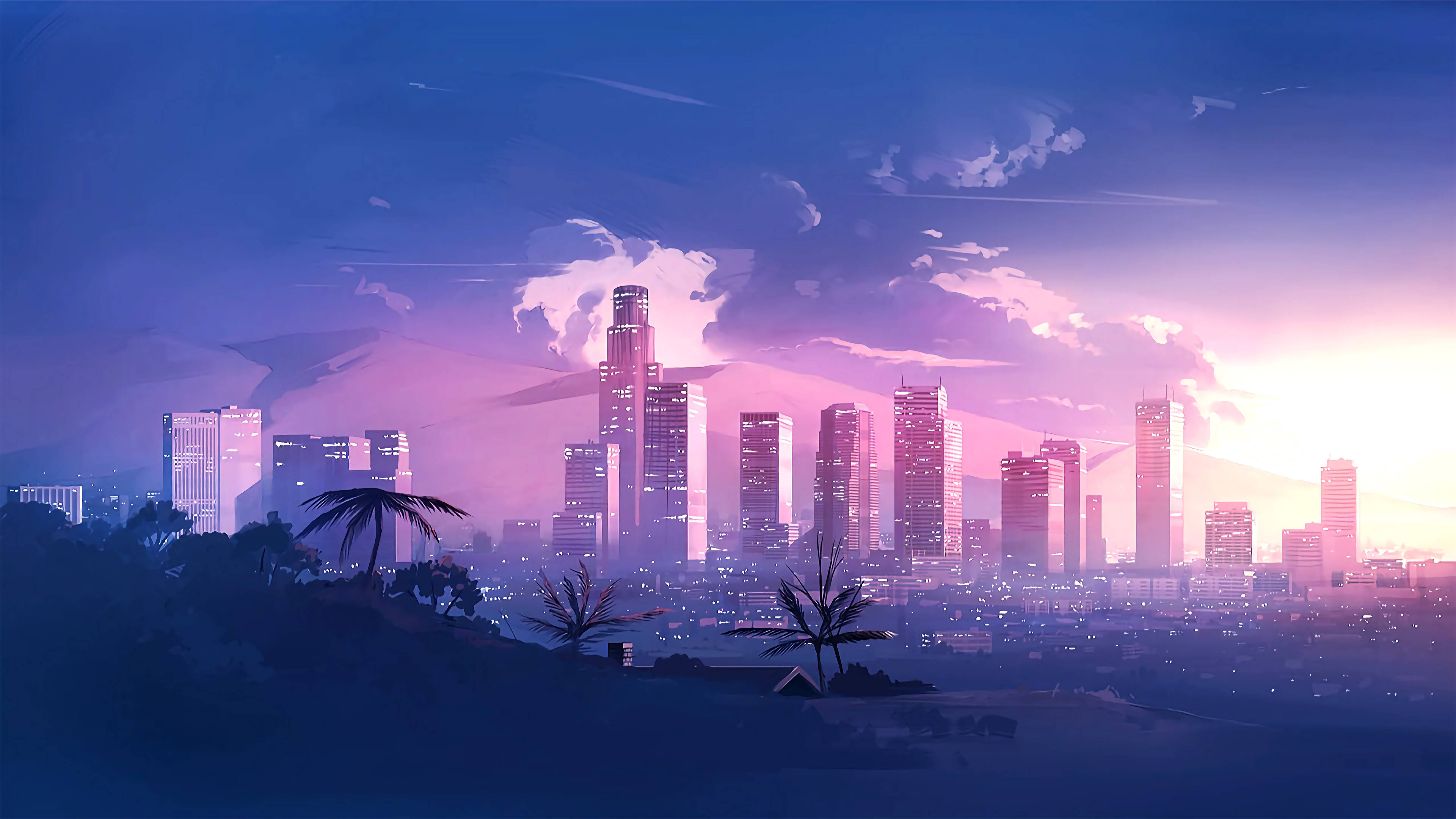 Los Angeles solnedgang digital kunst Bakgrunner