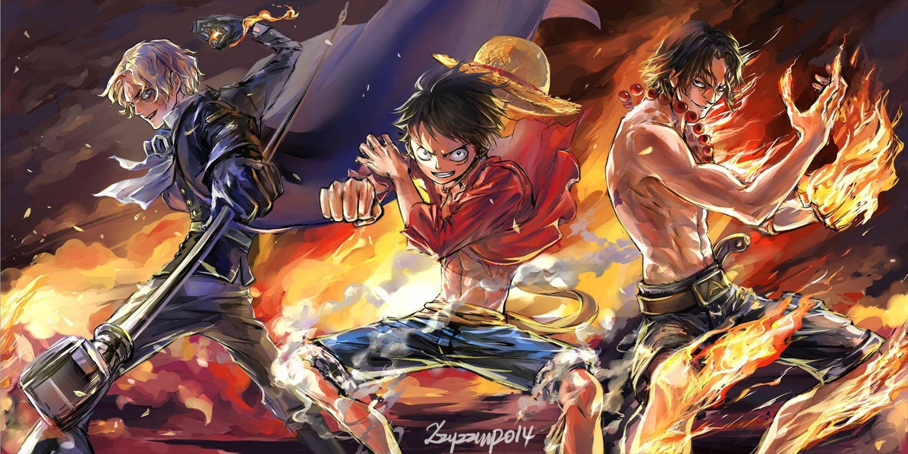 Luffy forenes med brødrene sine Bakgrunner