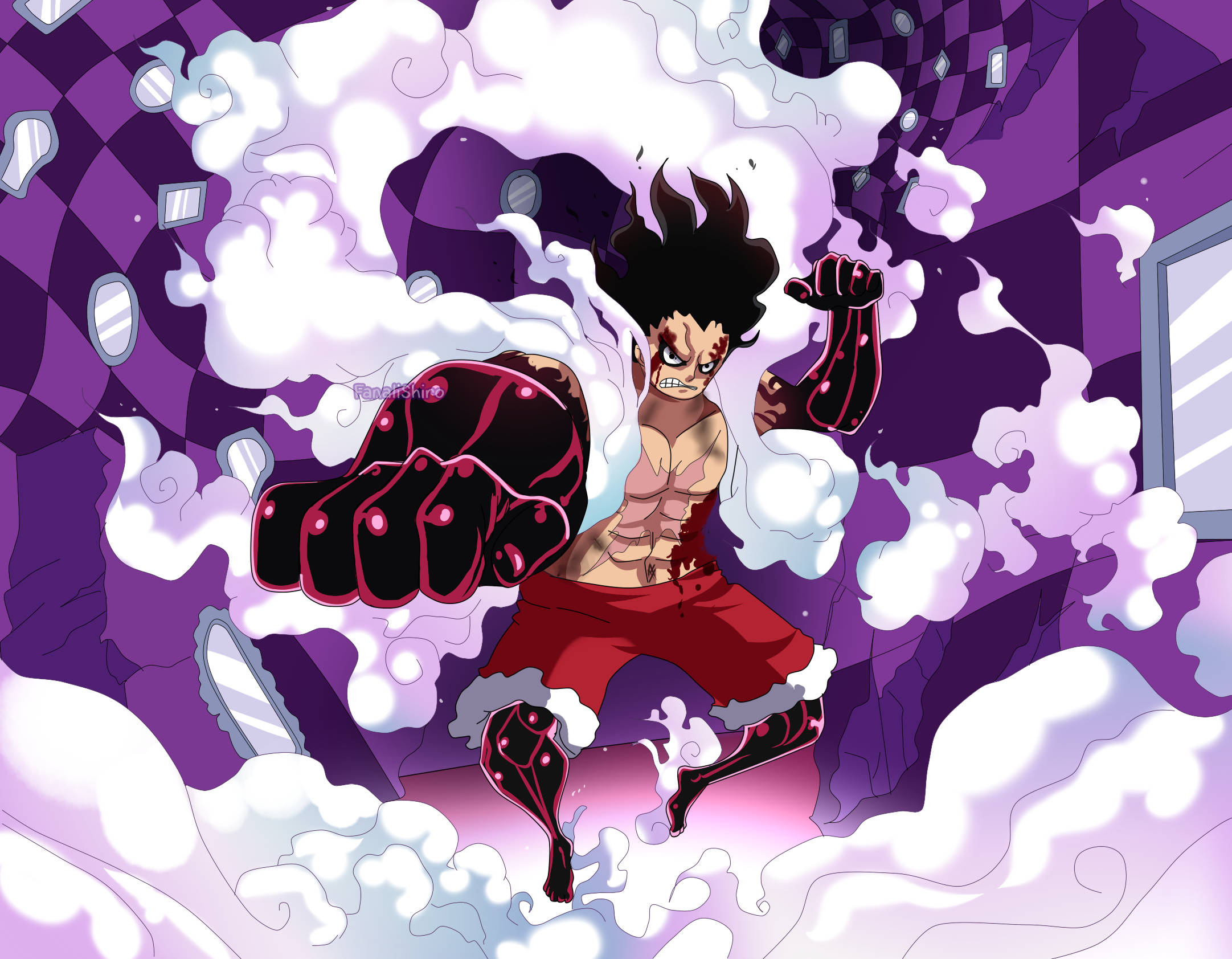 Luffy Gear 4 Lilla Plakat Bakgrunner
