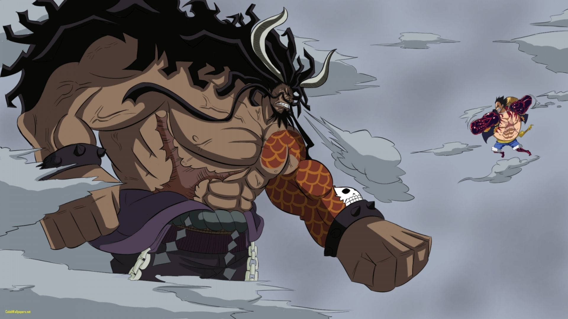 Luffy Gear 4 og Kaido i menneskeform Bakgrunner
