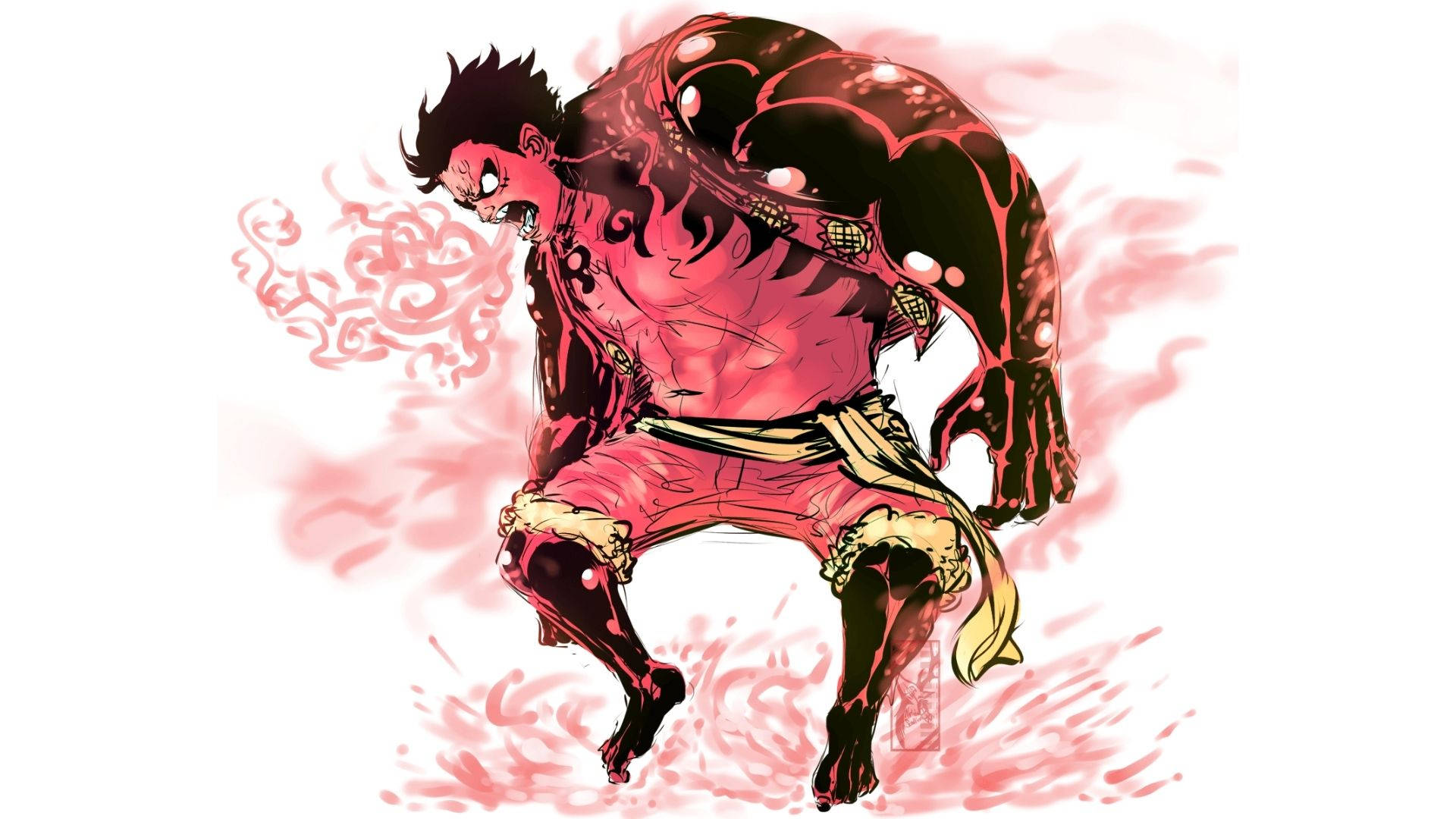 Luffy Gear 4 Rød Kropp Bakgrunner