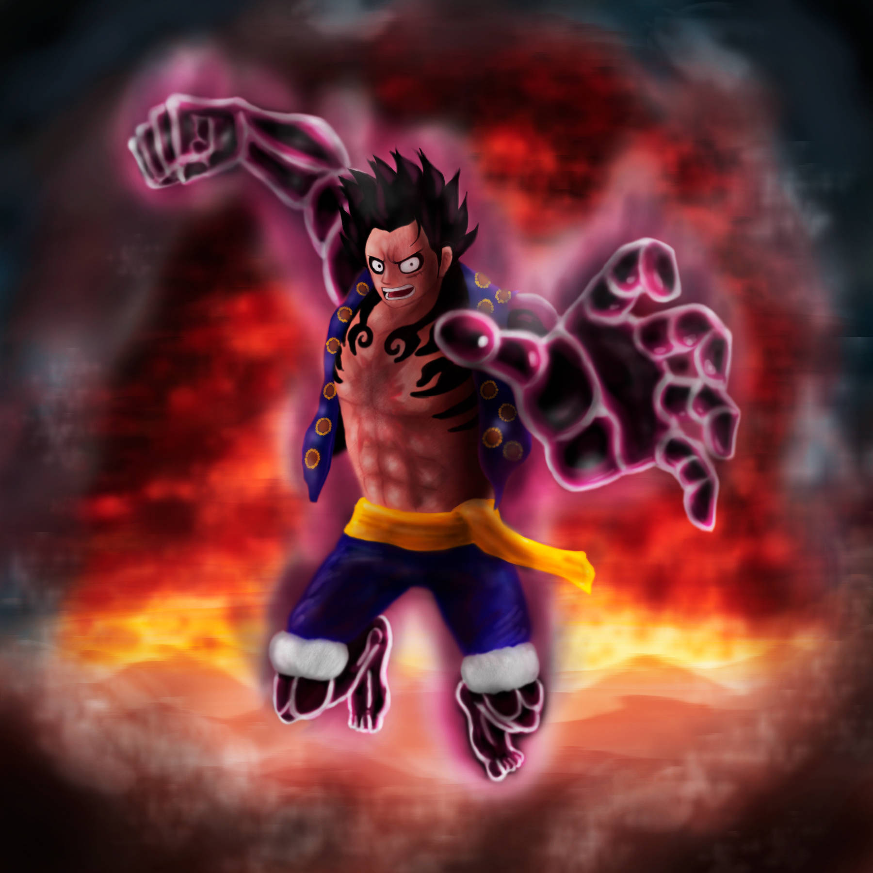 Luffy Gear 4 sint blikk Bakgrunner