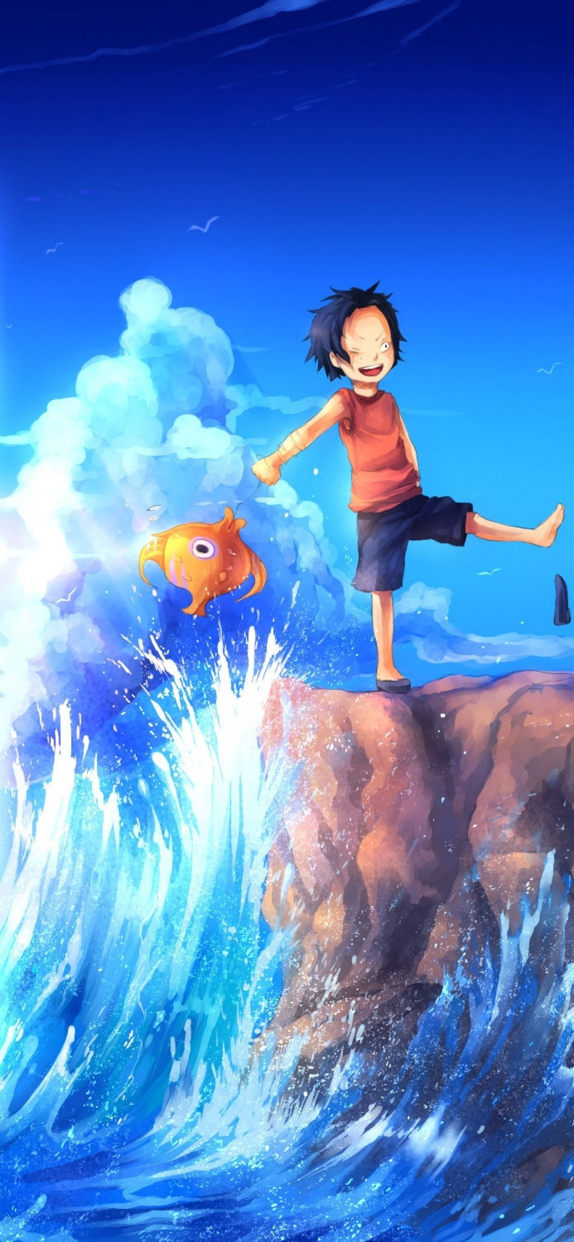 Luffy i havet One Piece iPhone Bakgrunner