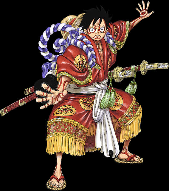 Luffy i tradisjonell japansk antrekk Bakgrunner