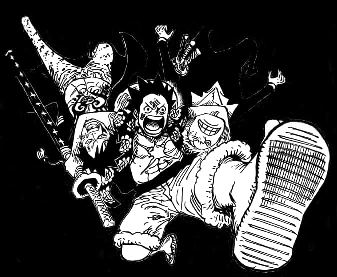 Luffy og mannskapet action-skisse Bakgrunner