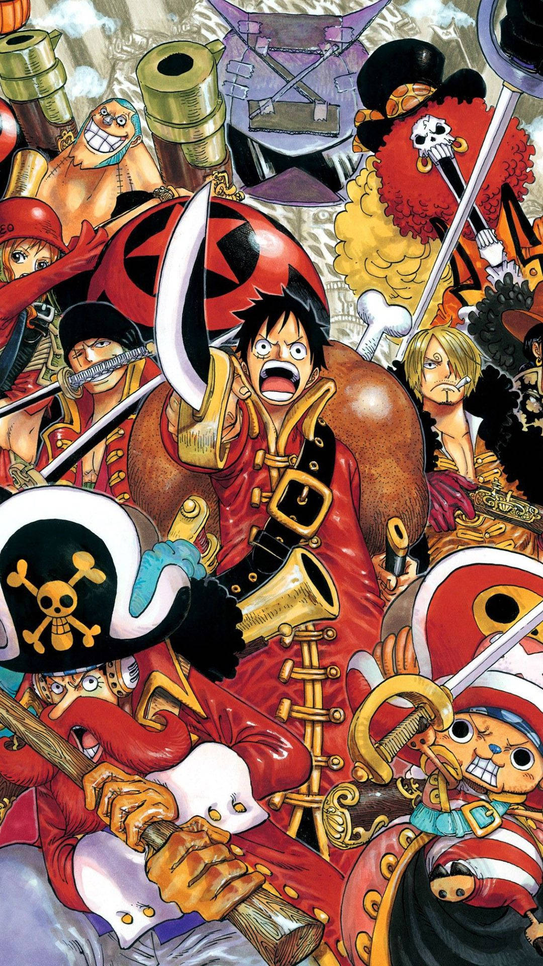 Luffy og Stråhatt-mannskapet fra den populære manga- og animeserien One Piece Bakgrunner