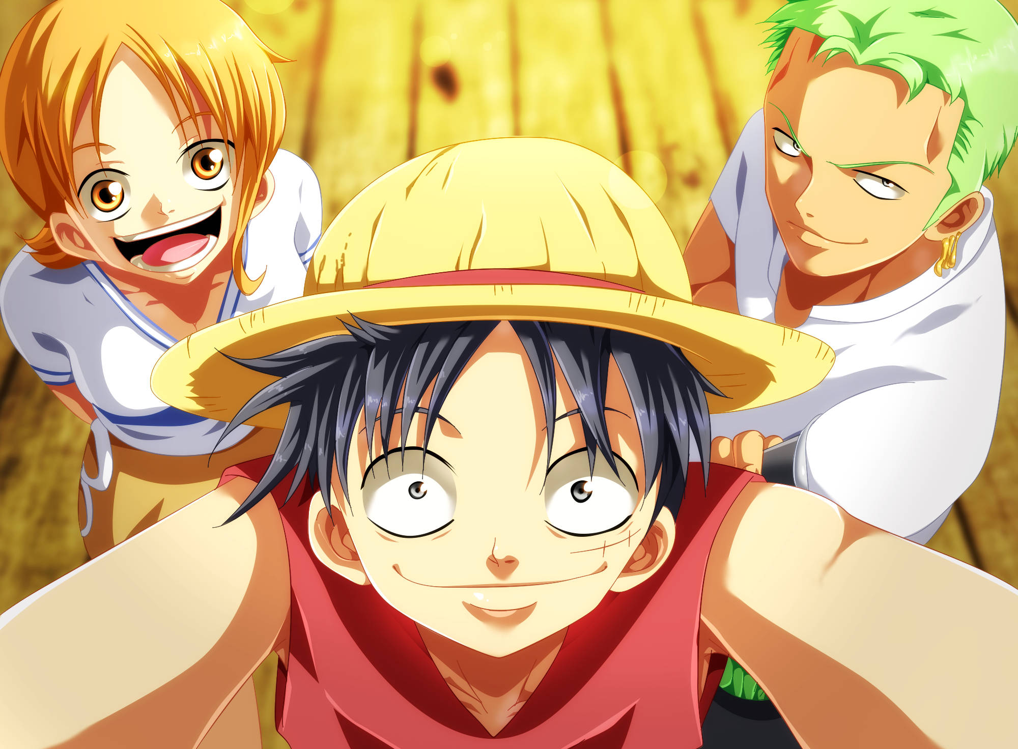 Luffy Zoro Nami Selfie Kunst Skrivebord Bakgrunner