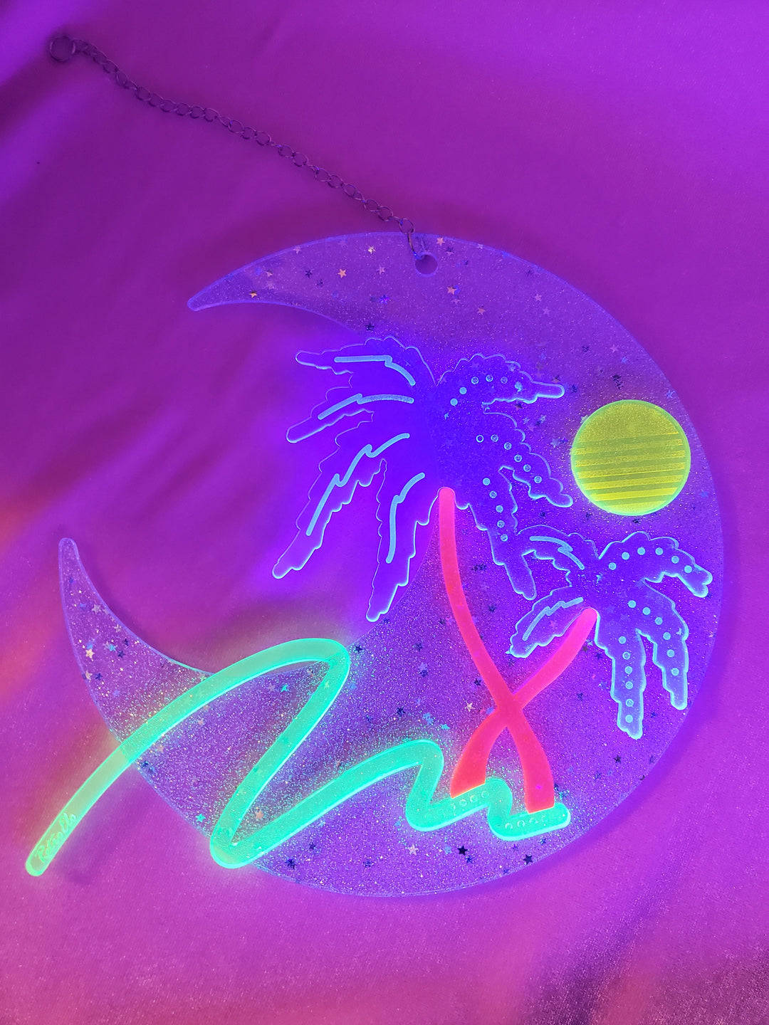 Luminescerende neonlysmåne Bakgrunner