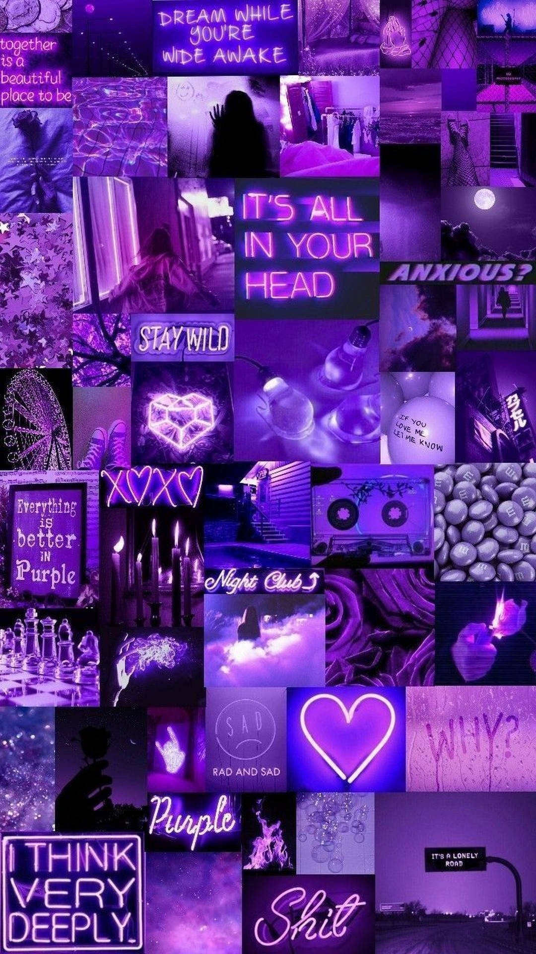 Lys lilla estetisk neon collage Bakgrunner