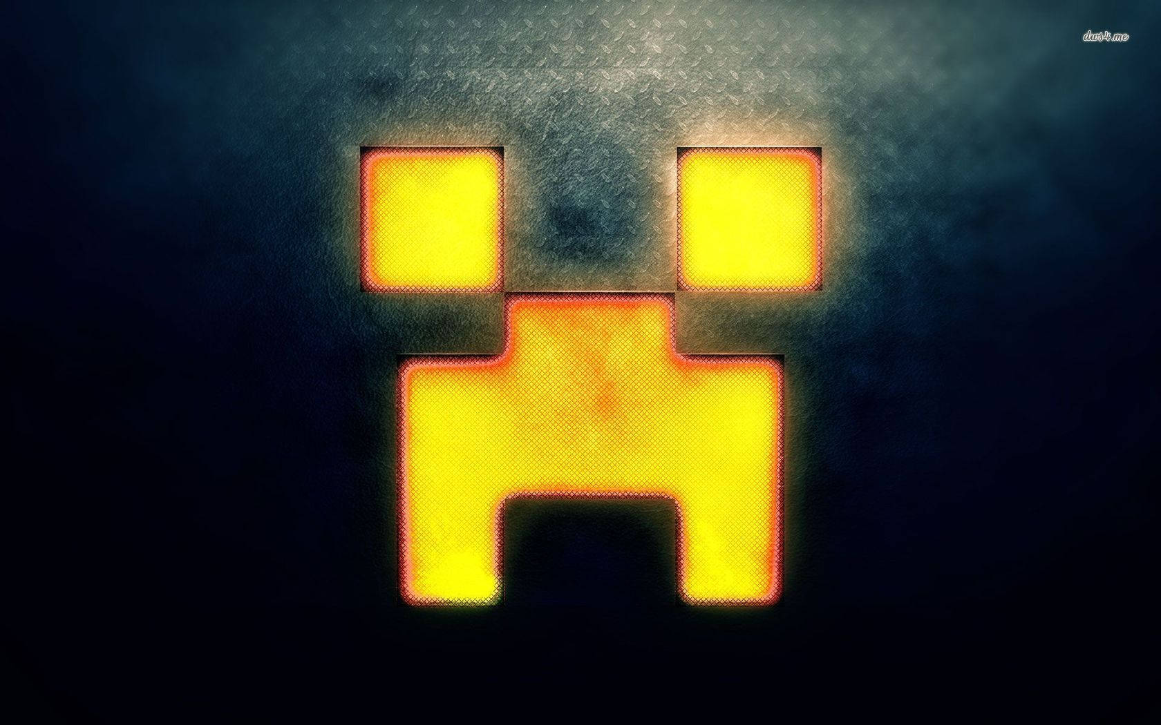 Minecraft piksel oransje creeper-ansikt glødende bakgrunn
