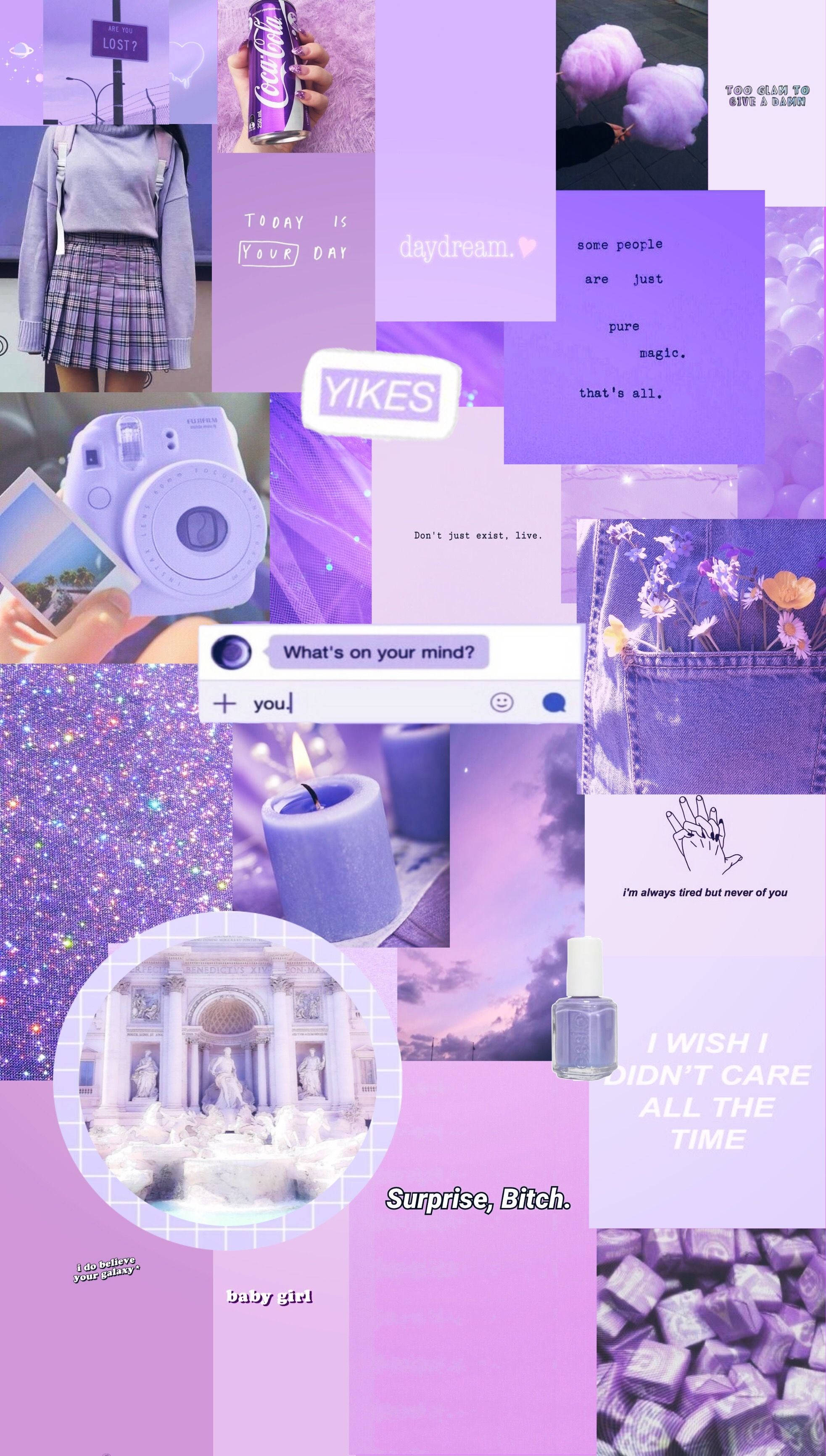 Lyse lilla estetisk scrapbook-stil Bakgrunner