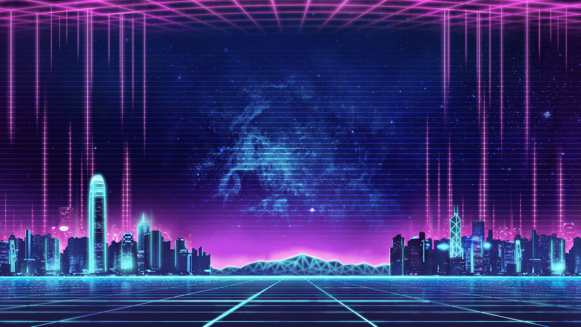 Lyse, livlige lys glitrer i hjertet av Neon City Bakgrunner