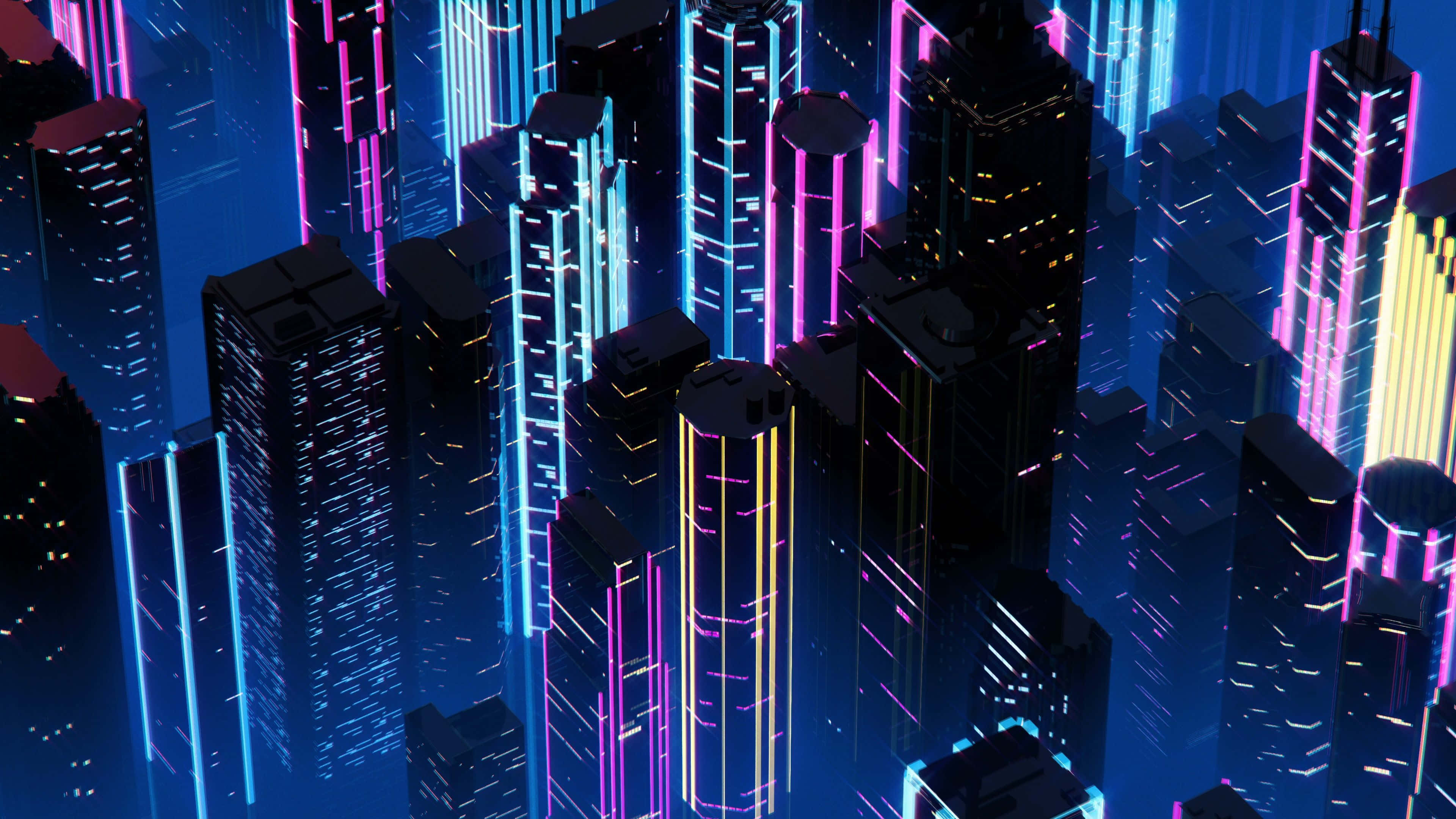 Lyse lys fra Neon City Bakgrunner