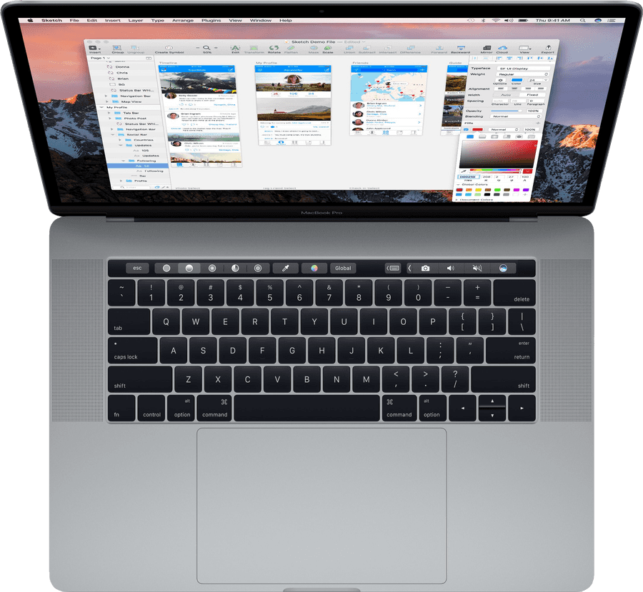Mac Book Pro med Touch Bar åpen Bakgrunner