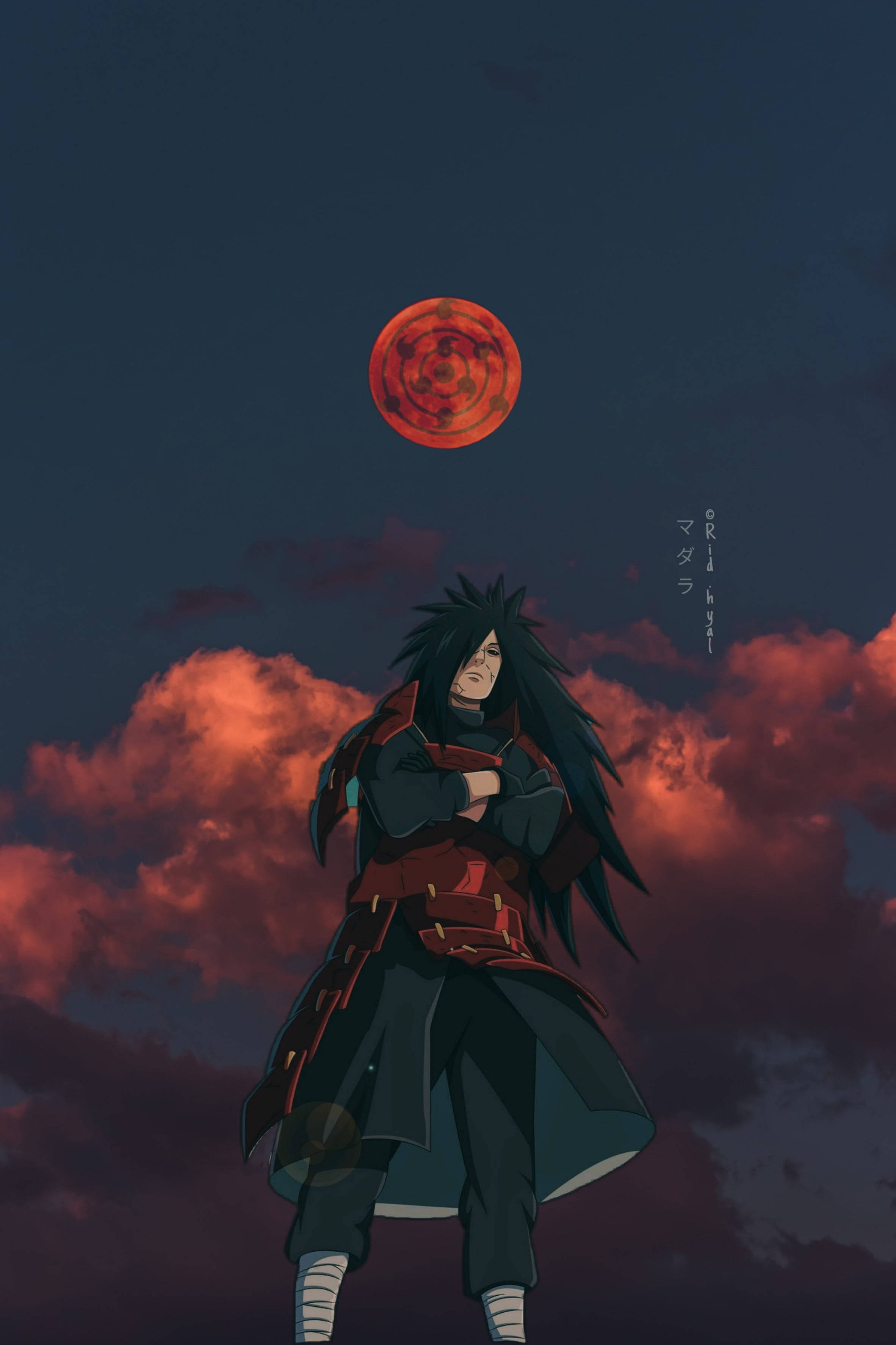 Madara Uchiha Rød Måne Naruto Mobil 4K Bakgrunner