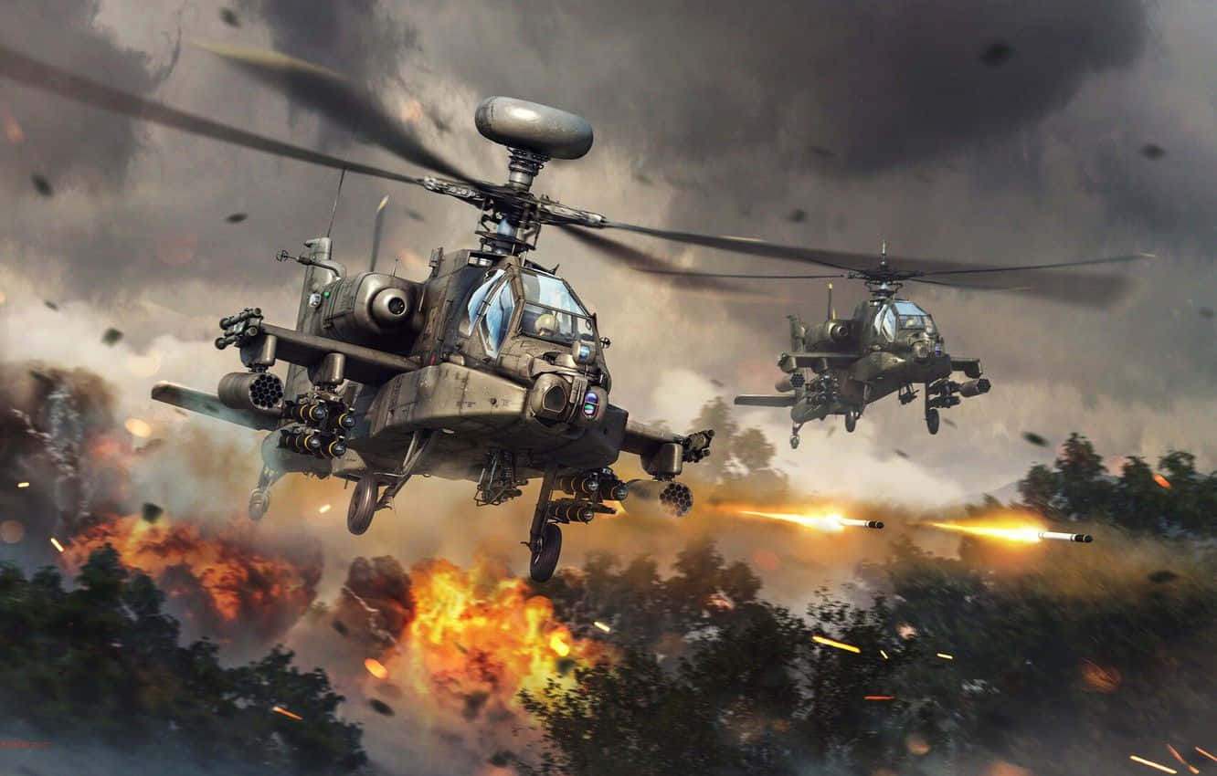 Majestetisk Boeing AH-64 Apache – Den iriserende himmelkrigeren Bakgrunner