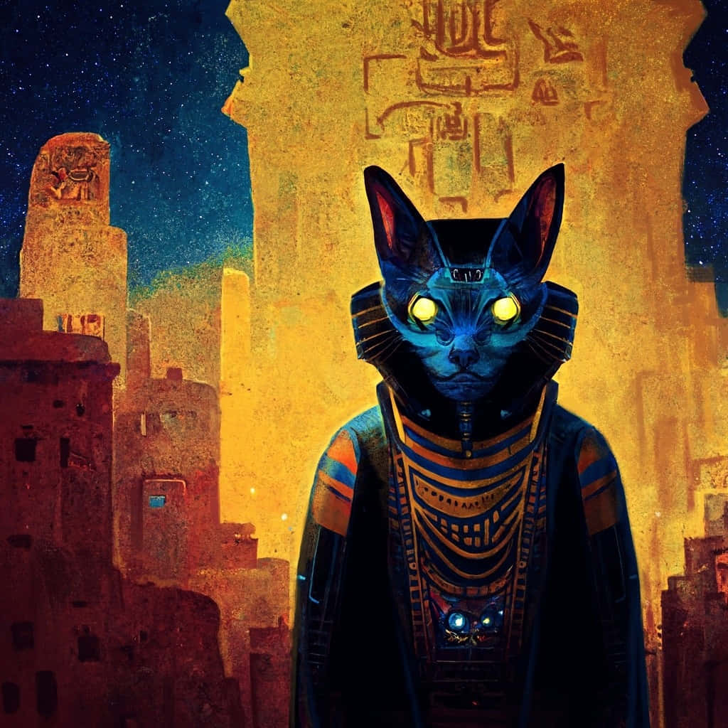 Majestetisk egyptisk katt i slående positur Bakgrunner