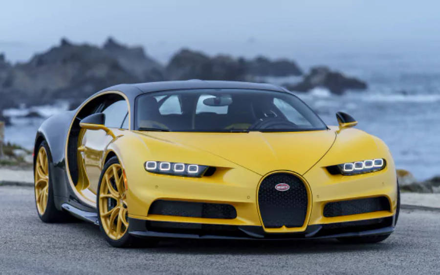 Majestetisk gul Bugatti Chiron i 4K-oppløsning Bakgrunner