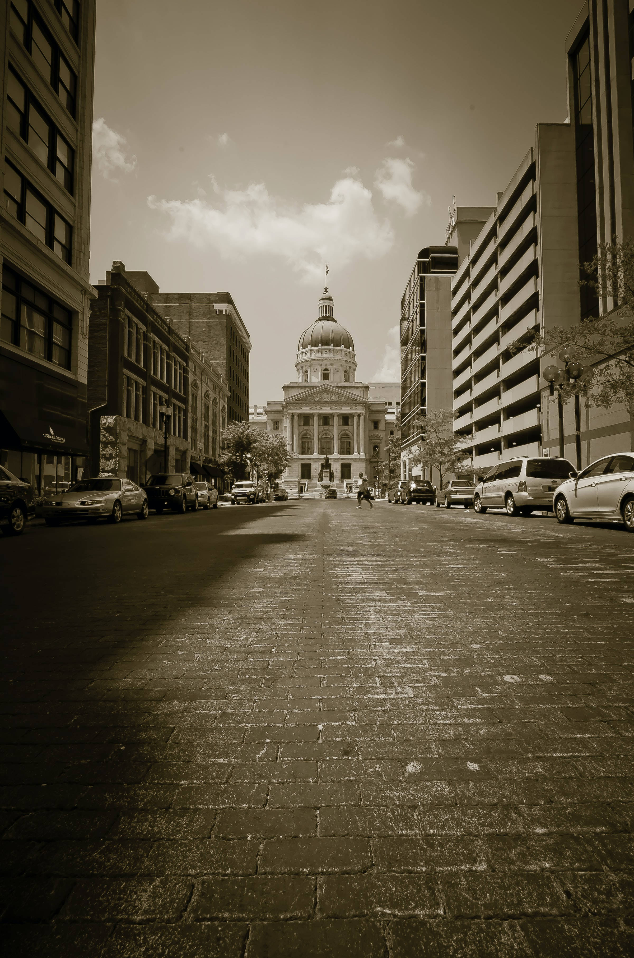 Majestetisk utsikt over Indiana Statehouse i Indianapolis Bakgrunner