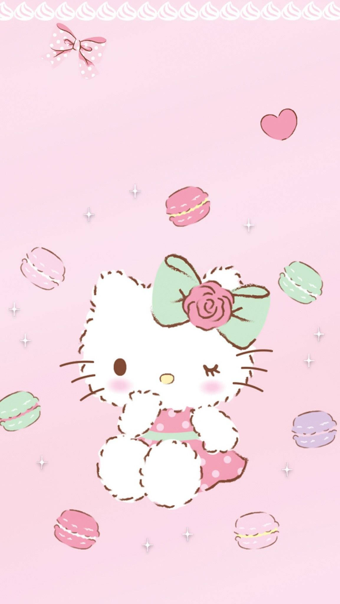 Makroner og Hello Kitty PFP tegneserie Bakgrunner