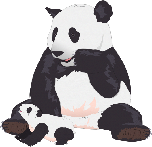 Mamma- og babypanda koser seg Bakgrunner