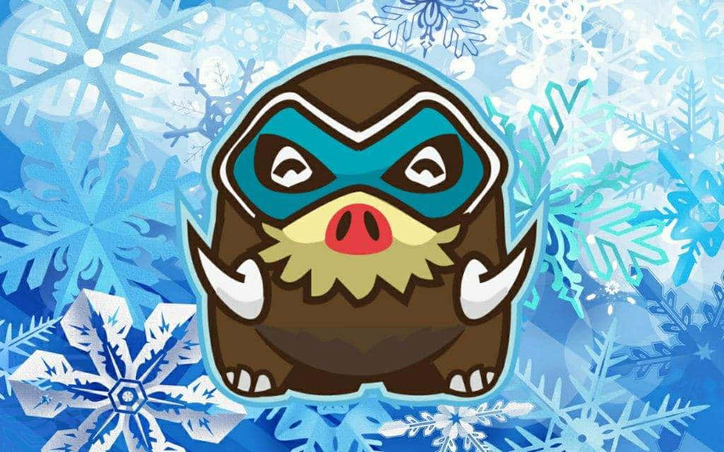 Mamoswine med blå snøfnugg-bakgrunn Bakgrunner