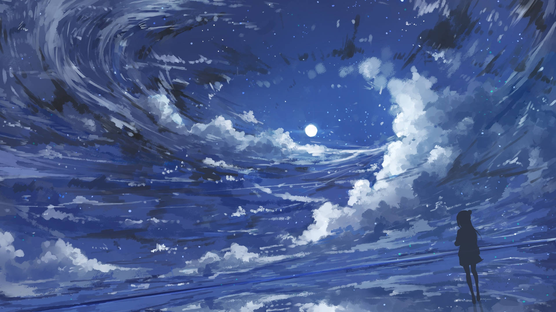 Måne 4K Animejente Skyet Himmel