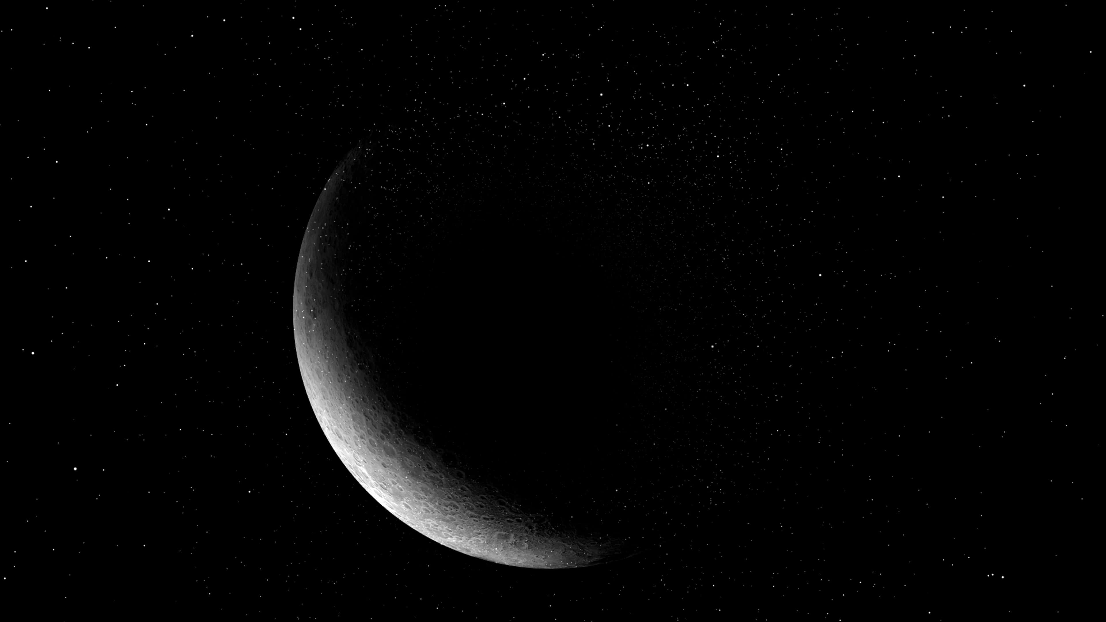 Måneskinnshorisont med Halvmåne – Kosmisk Ro i Dyprommet Bakgrunner