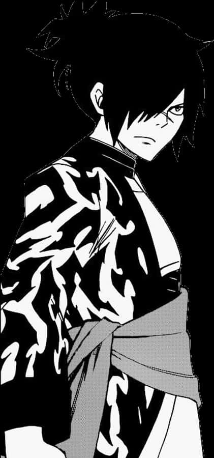 Manga_ Karakter_ Svart_ og_ Hvit Bakgrunner