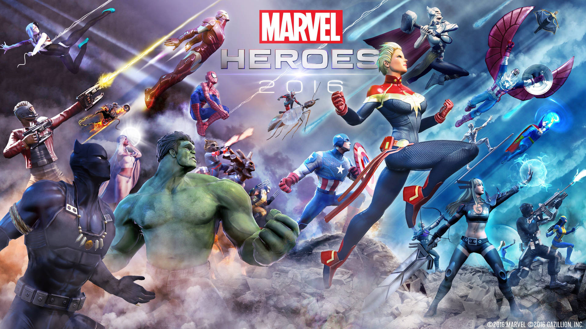 Marvel-superhelter 2016 ser opp mens de angriper fiendene.