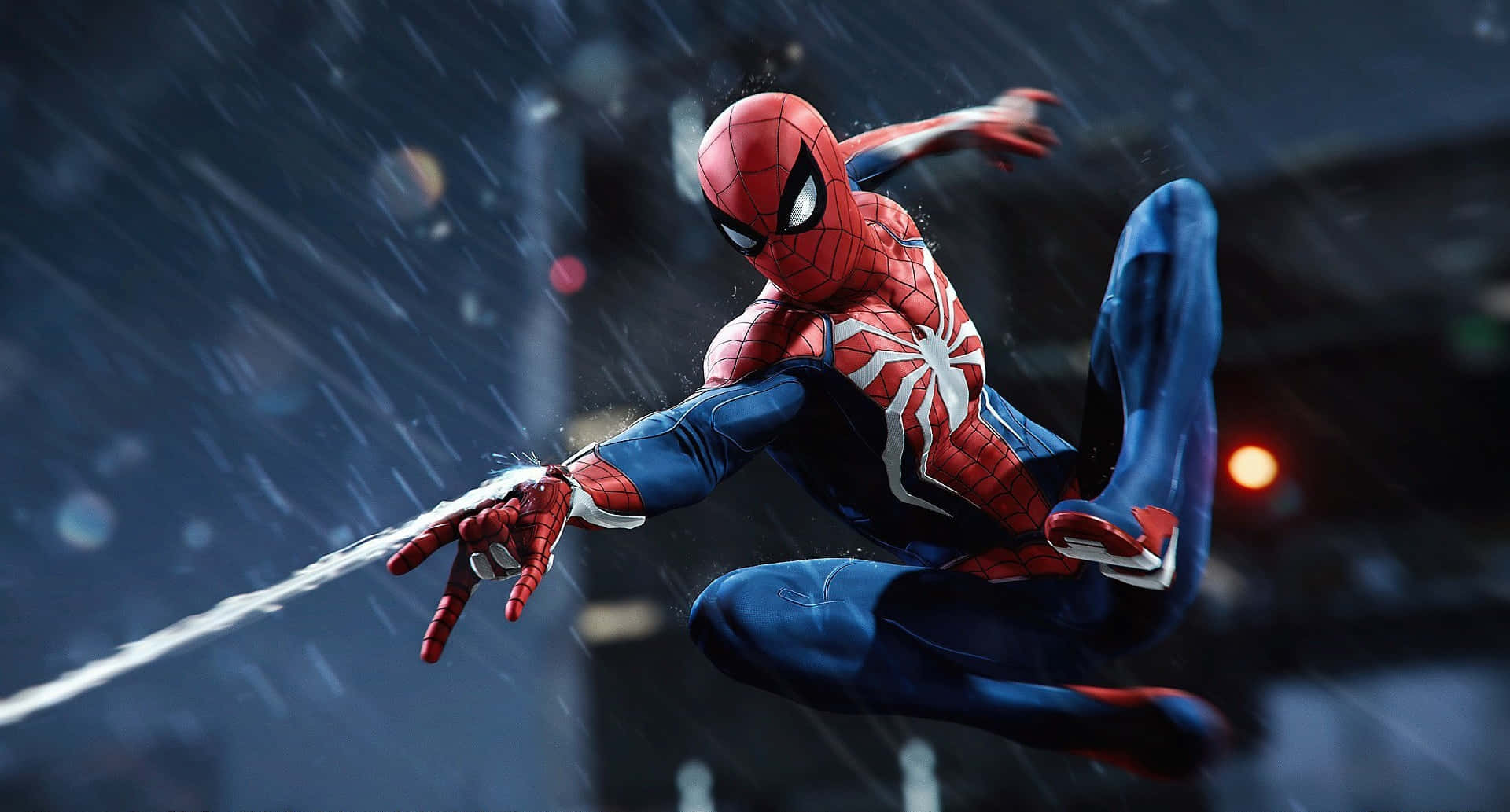 Marvel PS4 Spider-Man nettskyting i regnet Bakgrunner