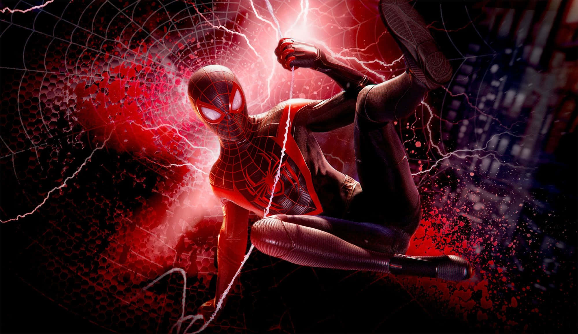 Marvel Ps4 Spiderman Rød Lyn Bakgrunner